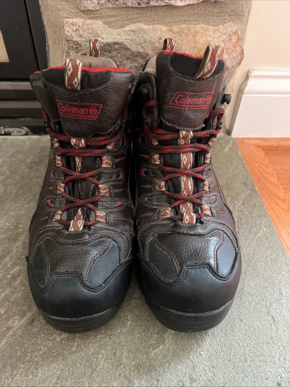 Coleman Men's Brown Outdoor Hiking Boots  Brown with Red Accents size 10